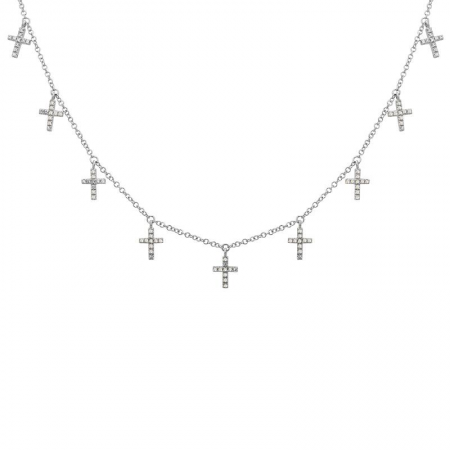 Diamond Cross Layering Necklace White Gold Yellow Gold Rose Gold