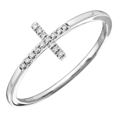Diamond Cross Ring White Gold