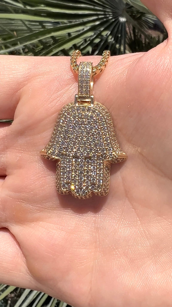 Diamond Hamsa Pendant Necklace