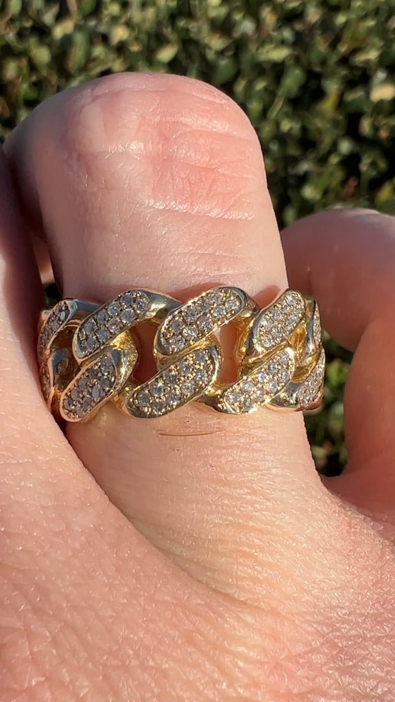 Diamond Iced out Miami Cuban Link Eternity Ring