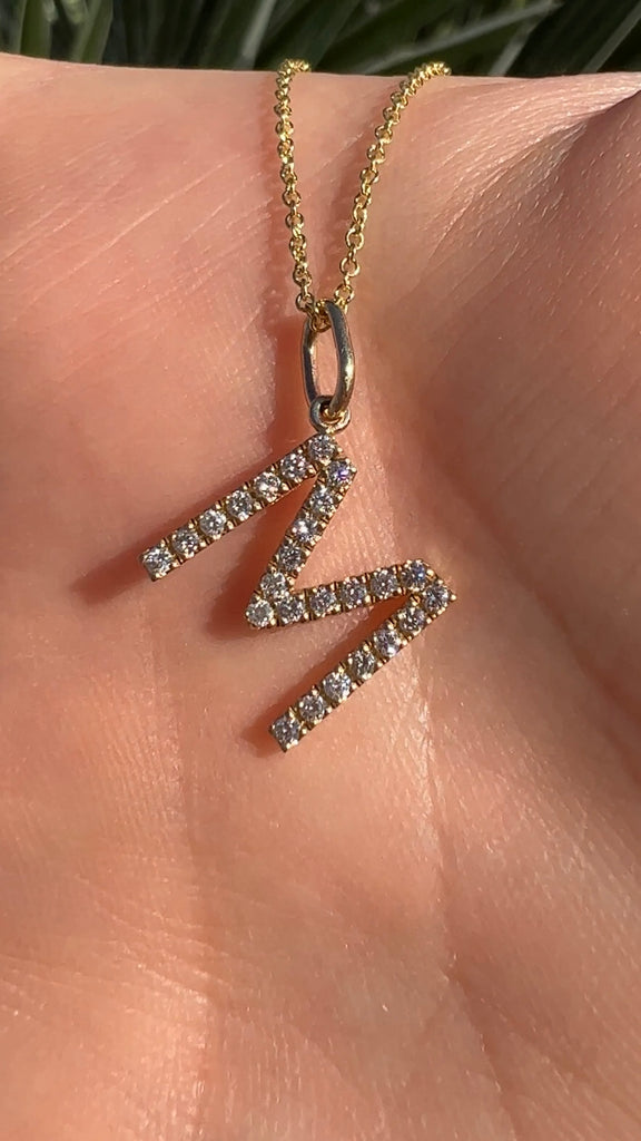Diamond Letter Necklace Gold Initial Pendant