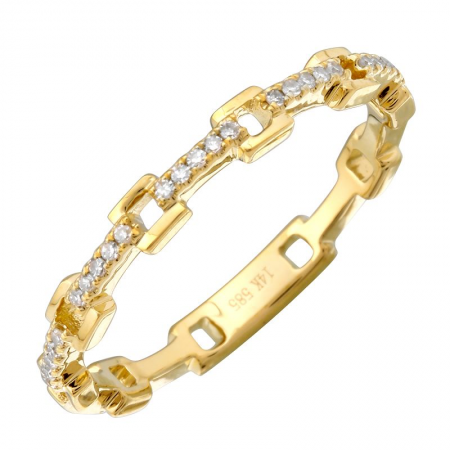 Diamond Link Ring Yellow Gold