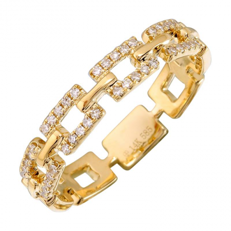 Link Band 14K Yellow Gold Diamond Ring