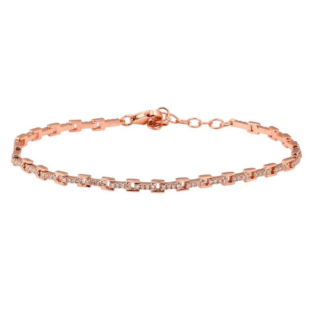 Diamond Link Bracelet Chain Bracelet Rose Gold