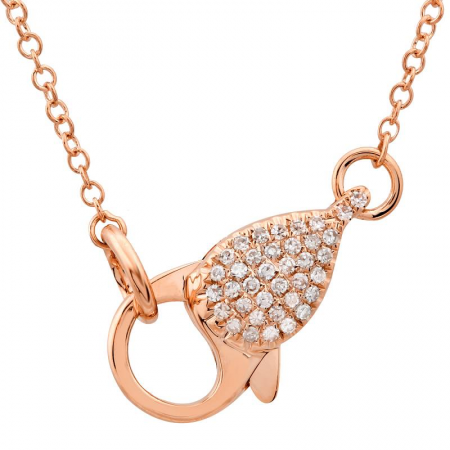 Diamond Lobster Clasp Necklace Rose Gold