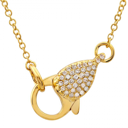 Diamond Lobster Clasp Necklace Yellow Gold