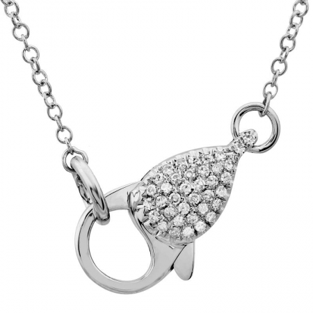 Diamond Lobster Clasp Necklace White Gold
