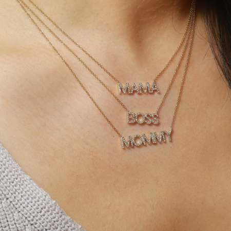 Diamond cheap mama necklace