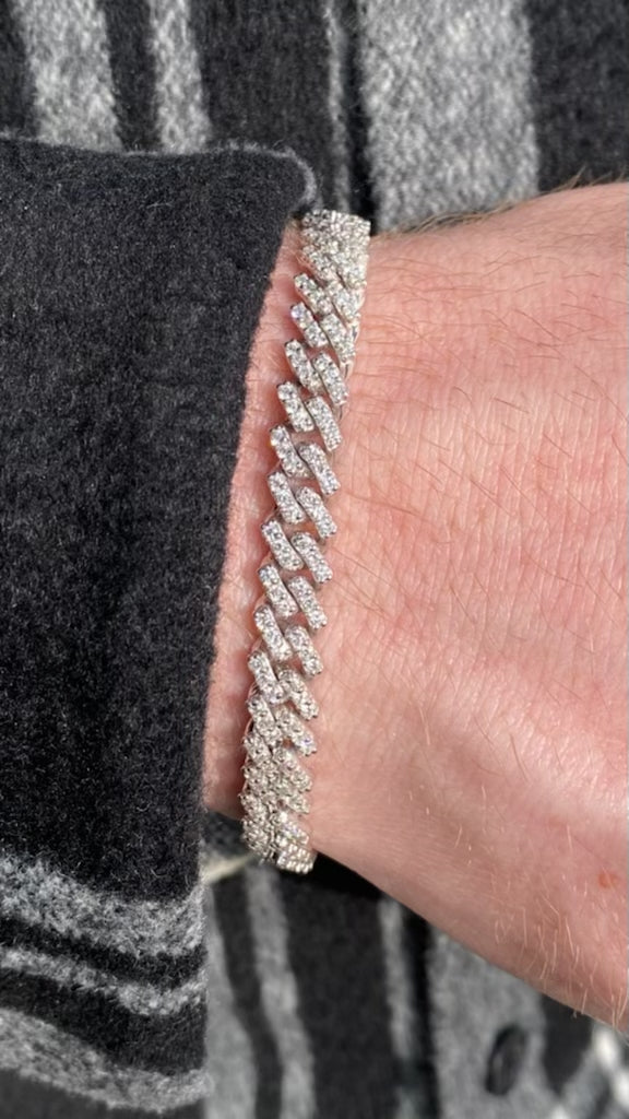 14mm Iced Out White Gold Diamond Prong Cuban Link Bracelet – No Cap Jewelry