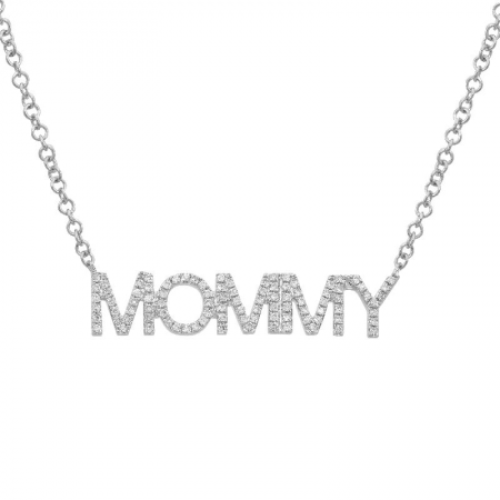 Diamond Mommy Necklace White Gold