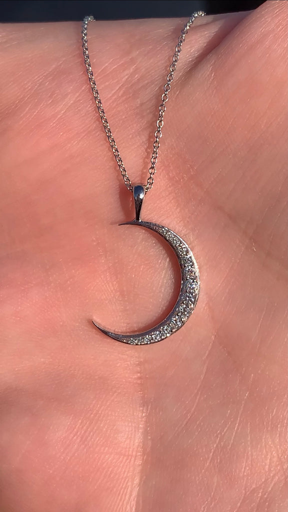 Diamond Moon Necklace Gold