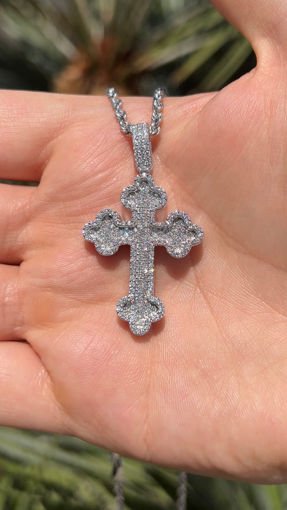 Diamond Orthodox Cross Necklace Mens Pendant