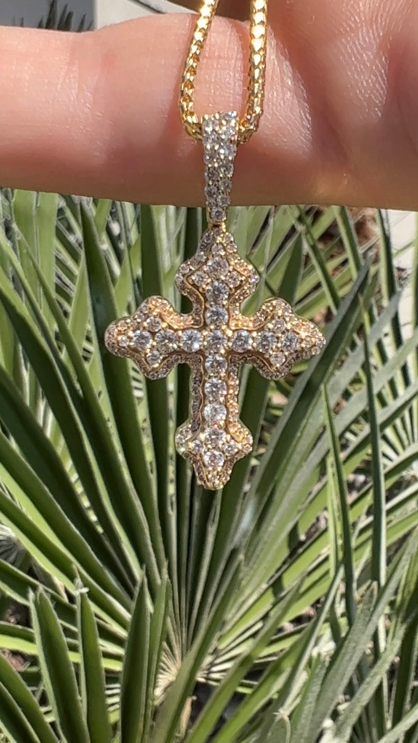 Medium Diamond Cross Pendant, Shared Prong - Nathan Alan Jewelers