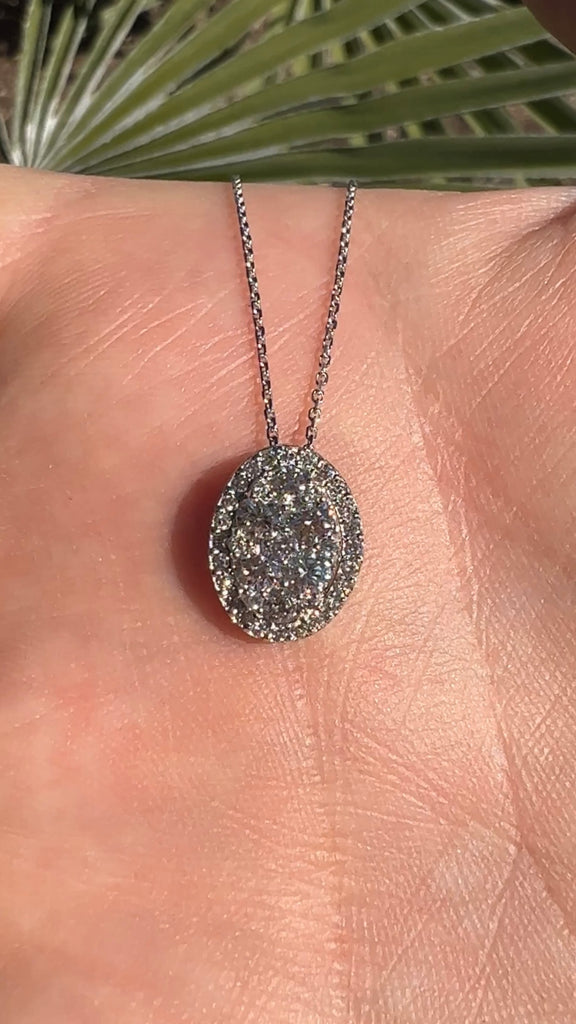 Diamond Oval Shape Halo Necklace