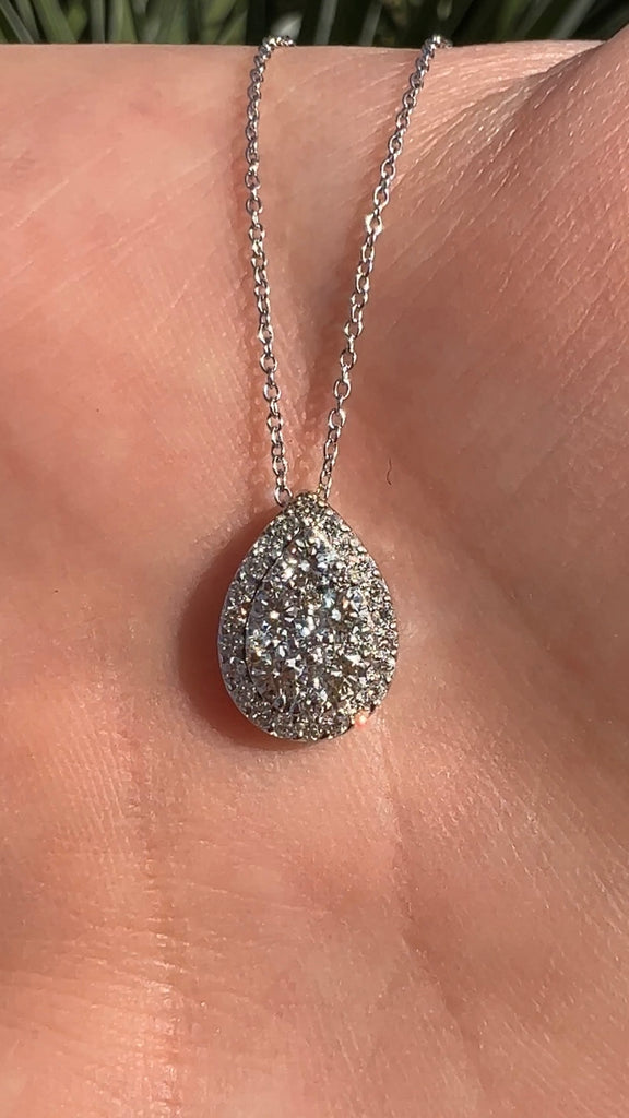Diamond Pear Shape Halo Necklace Diamond Womens Pendant