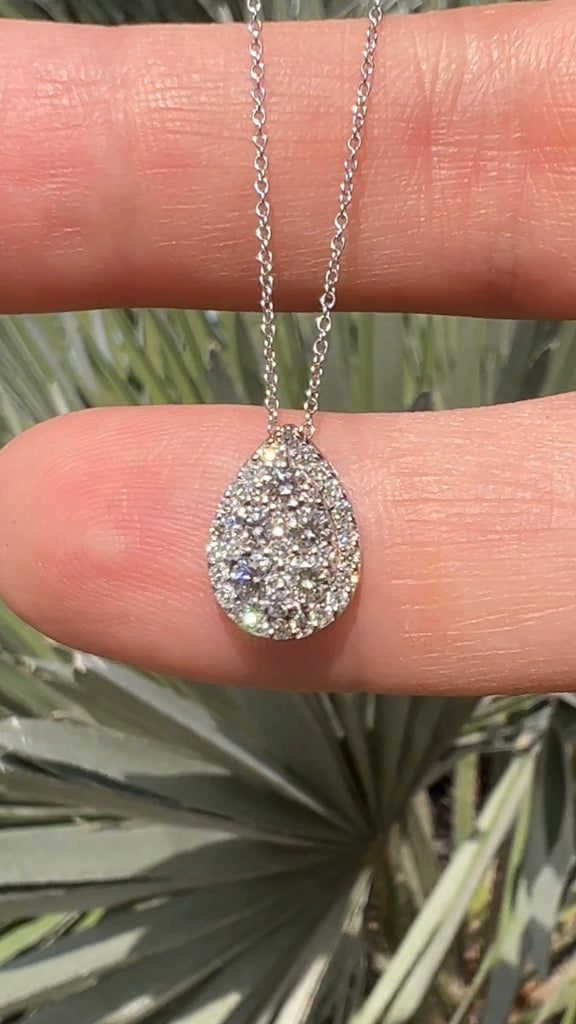 Diamond Pear Shape Halo Necklace