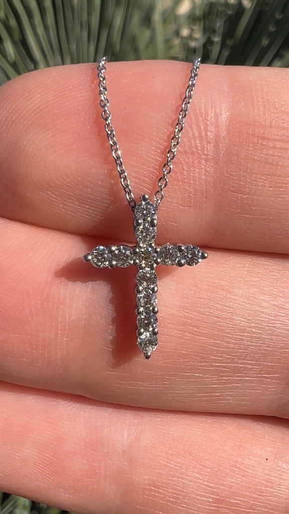 Diamond Tennis Cross Necklace