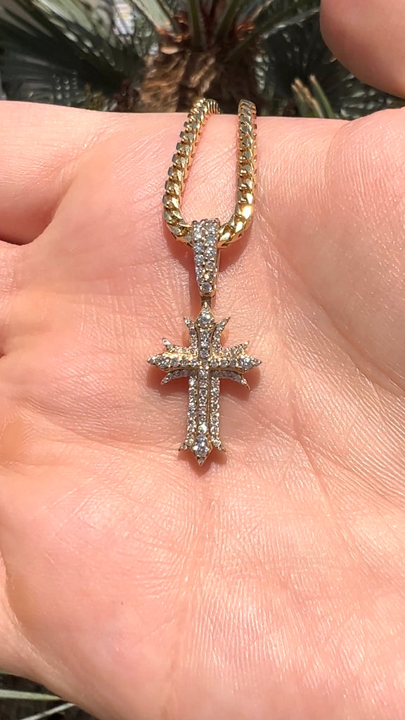 Gothic Diamond Cross Necklace Chrome Hearts Style Pendant