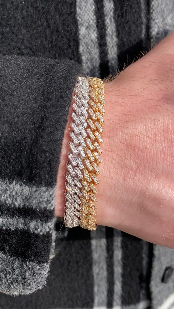 Pave Diamond Curb Link Bracelet in Yellow Gold | New York Jewelers Chicago