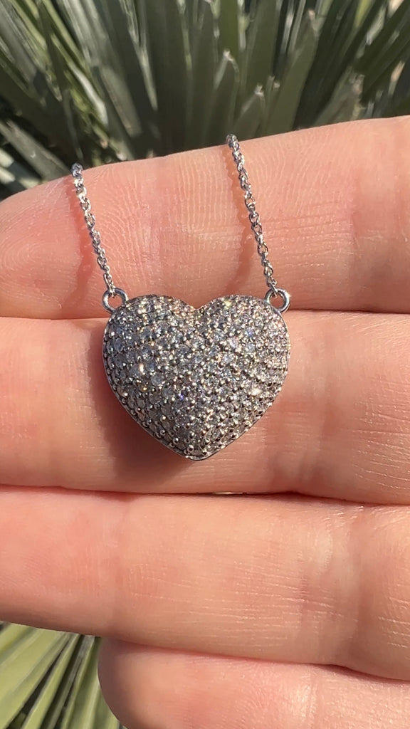 Large Pave Diamond Heart Pendant