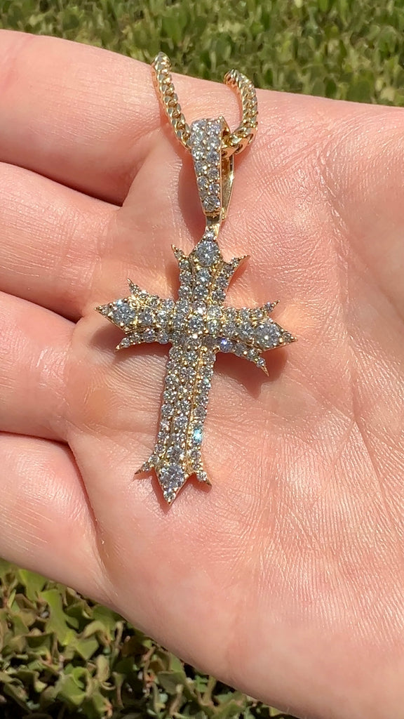 Mens Chrome Hearts Diamond Cross Pendant Necklace