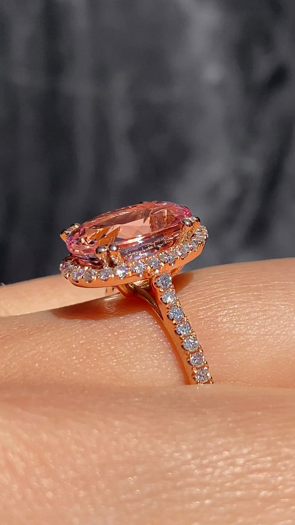 Morganite Diamond Engagement Ring Oval Shaped