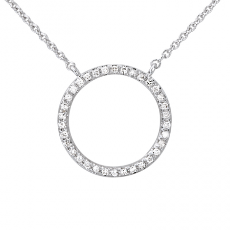Open Circle Diamond Necklace White Gold