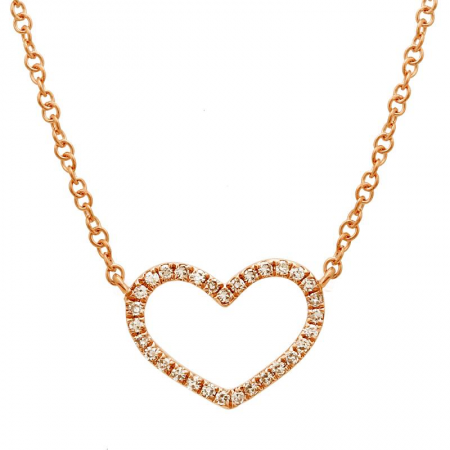 Open Heart Diamond Necklace Rose Gold