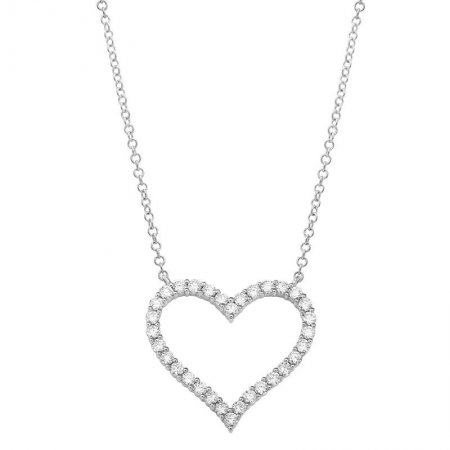 Open Heart Diamond Necklace White Gold