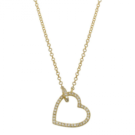 Open Heart Drop Diamond Necklace