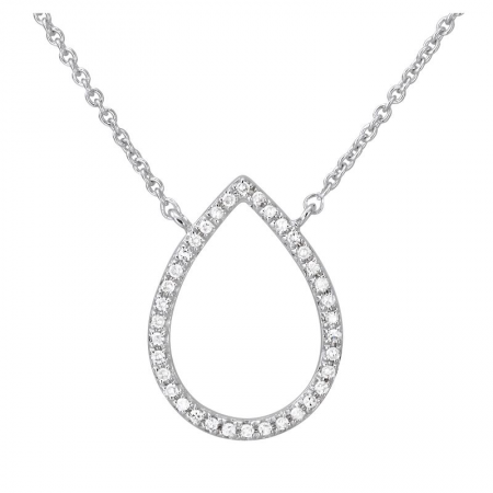 Open Pear Diamond Necklace White Gold