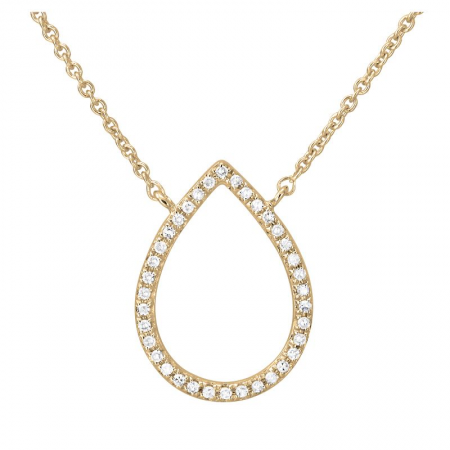 Open Pear Diamond Necklace Yellow Gold