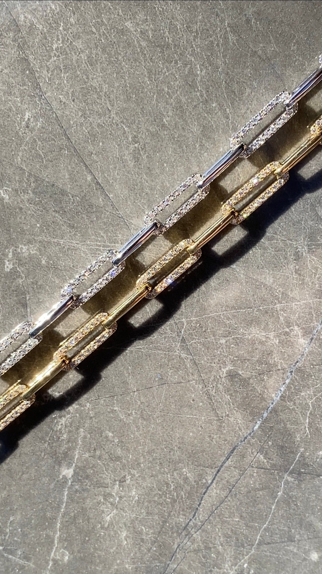 Large Diamond Link Paper Clip Chain Bracelet - Razny Jewelers
