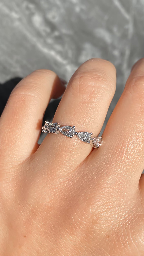 East-West Pear Shaped Diamond Wedding Ring