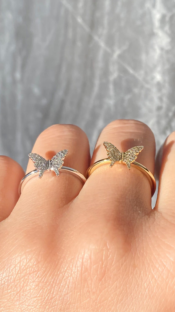 Diamond Butterfly Ring White Gold