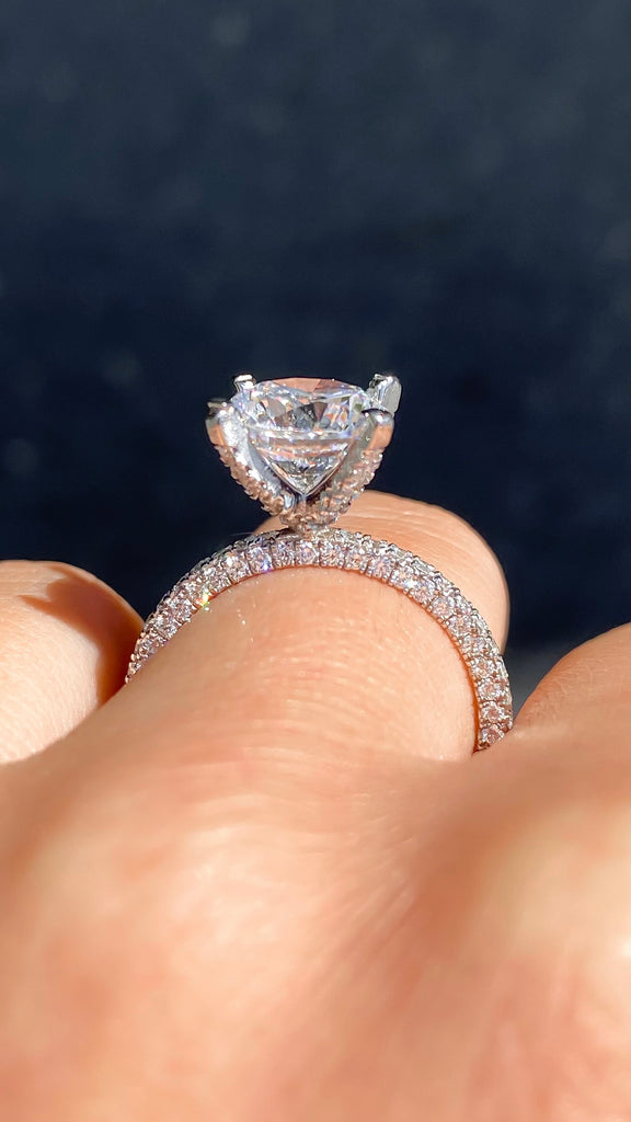 Round Brilliant Cut Diamond Under Halo Engagement Ring