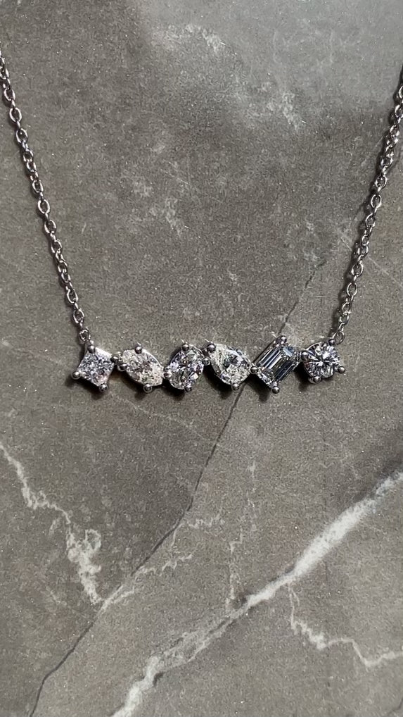 Multi Faceted Diamond Mini Bar Necklace