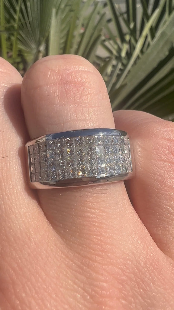 The Liam Ring - Invisible Set Princess Cut Diamond Mens Wedding Ring Band