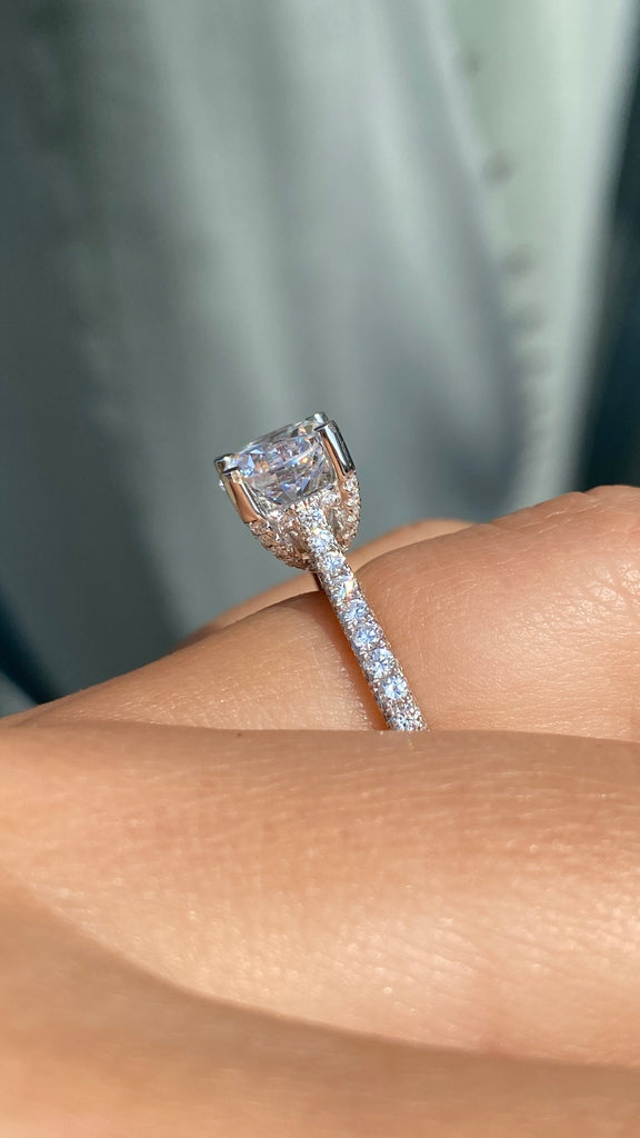 Round Brilliant Cut Diamond Hidden Halo Engagement Ring