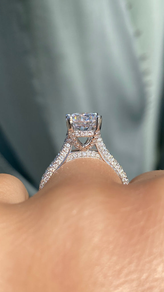 Round Brilliant Cut Under Halo Diamond Engagement Ring