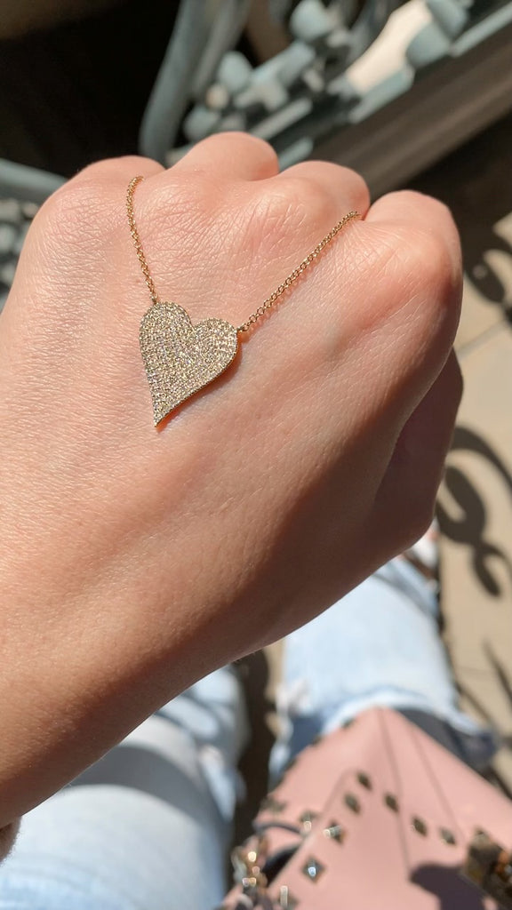 Diamond Heart Necklace Gold Heart Pendant