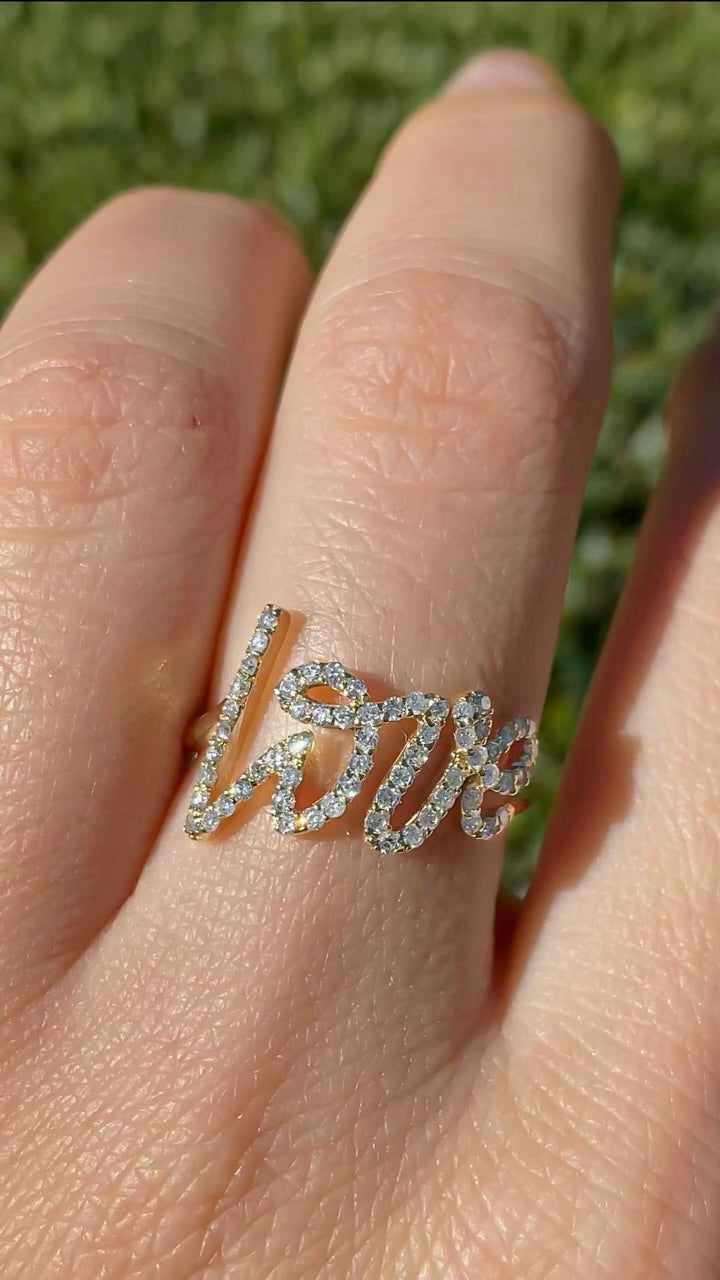 Script Diamond Love Ring Graffiti Love Ring – Justin's