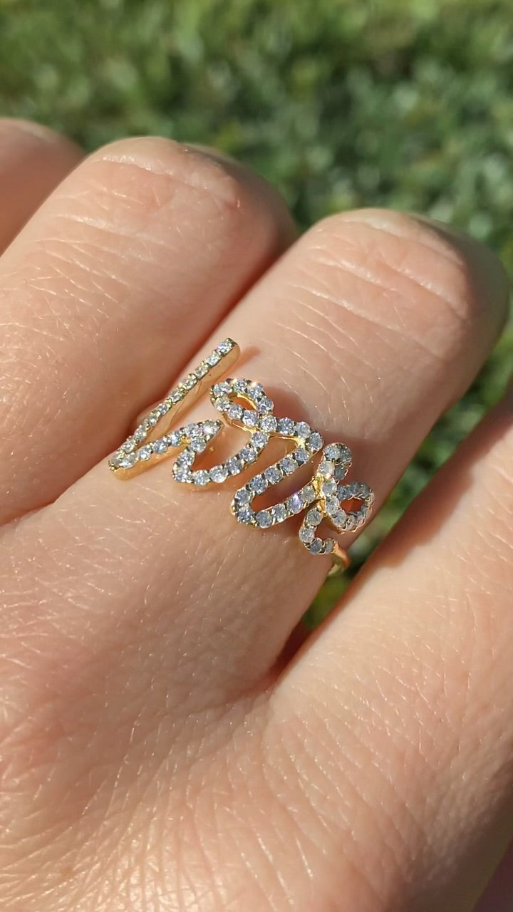 0.50CT Script Diamond Love Ring / Graffiti Love Ring – Justin's