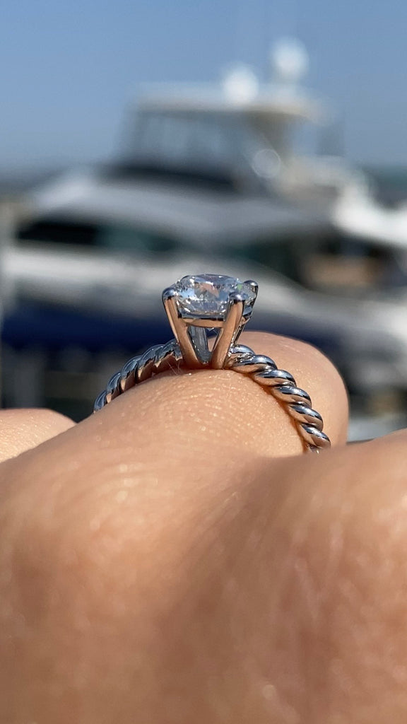 Braided Round Brilliant Diamond Engagement Ring