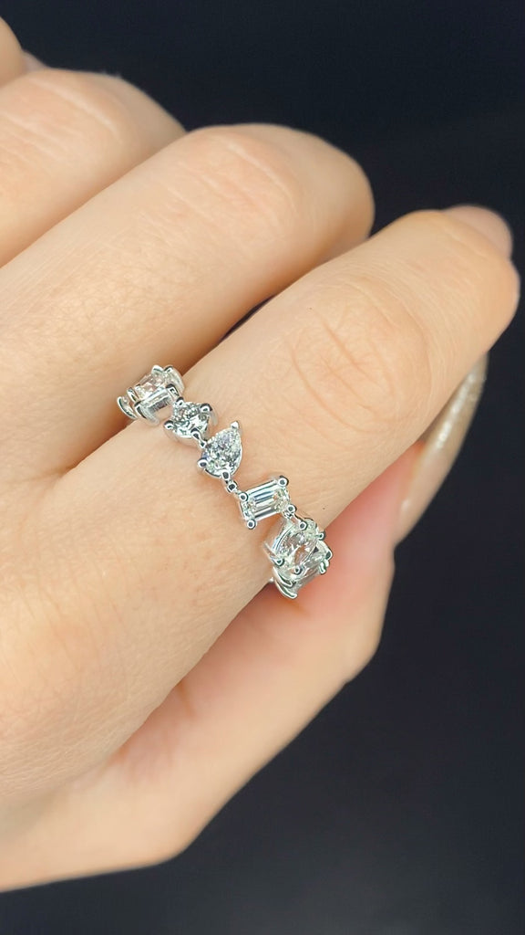 multi shaped diamond eternity ring